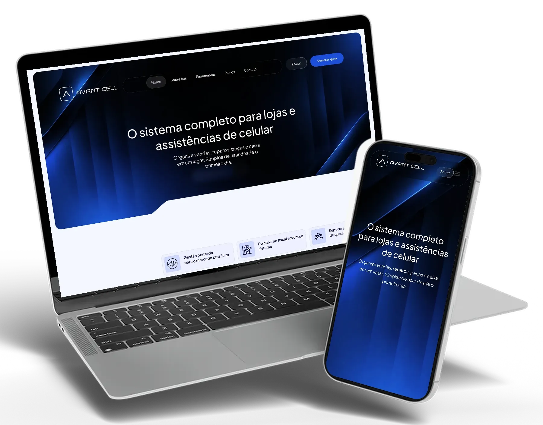 Website exibido em um notebook